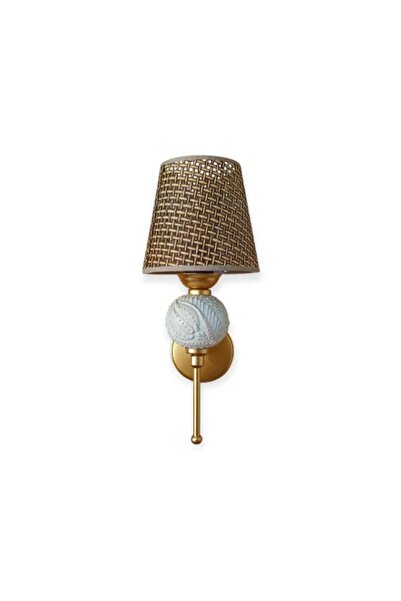DEDE TEKLİ PERGE APLİK KREM RENGİ ÇİNİLİ RATTAN KAHVERENGİ ŞAPKALI