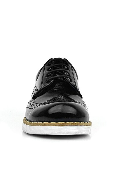 Rakerplus Hidra Black Patent Leather White Sole Lace-Up Boys' Classic Shoes