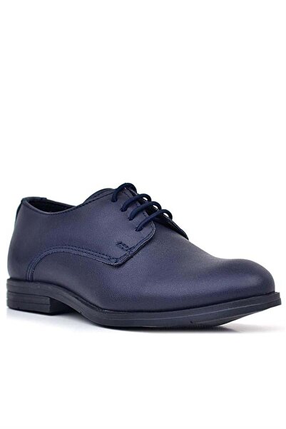 Rakerplus Navy Blue Matte Lace-Up Oxford Children's School Shoes