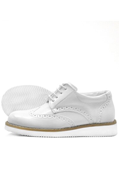 Rakerplus Hidra White Patent Leather Lace-Up Boys' Shoes