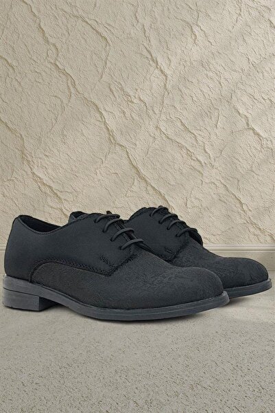 Rakerplus Classic Black Patterned Lace-Up Children's Suit and Shoes Set