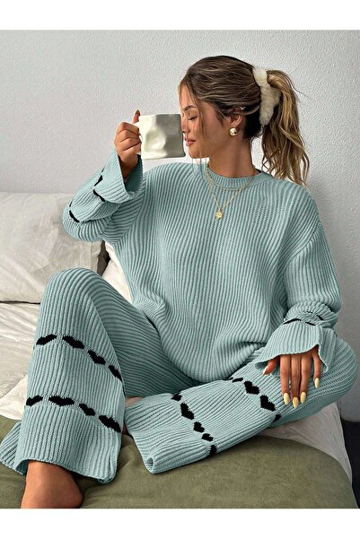 DEHA textile Winter Knitwear Double Set Casual Sweater ↬   Pants→ Hearted Kni...