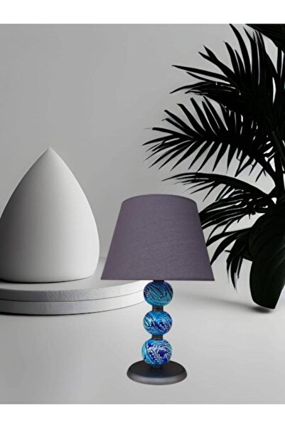 DEDE ÜÇ TOPLU ABAJUR MAVİ ÇİNİ SİYAH ŞAPKA