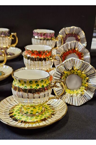 BY.RAYKA PORSELEN El Dekor ARNİ.P PORSELEN EL DEKOR BOYAMA FİNCAN TAKIMI VE LOKUMLUK