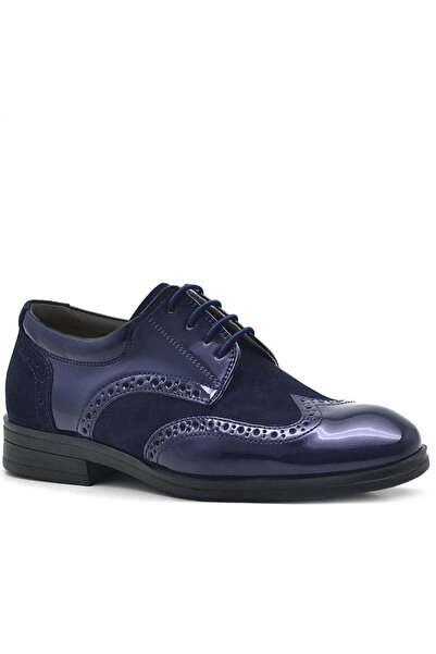 Rakerplus Титан Синій Шкіряний Черевики з шнурівкою та замшевими деталями для...