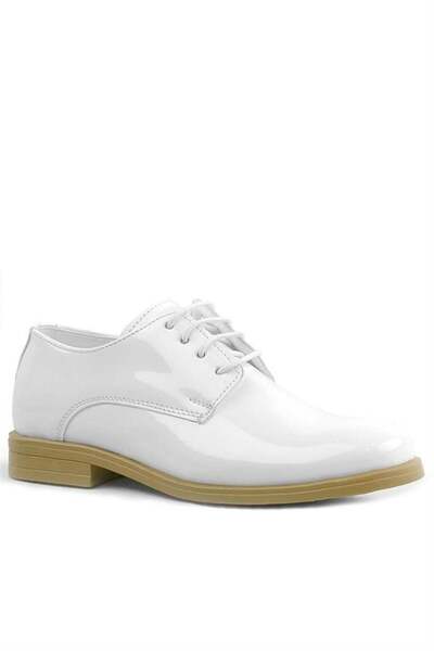 Rakerplus White Patent Leather Laced Oxford Children's Classic Shoes