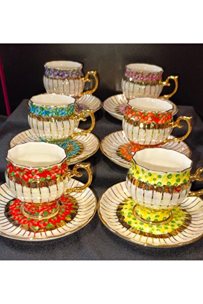 BY.RAYKA PORSELEN El Dekor ARNİ.P PORSELEN EL DEKOR BOYAMA FİNCAN TAKIMI VE LOKUMLUK