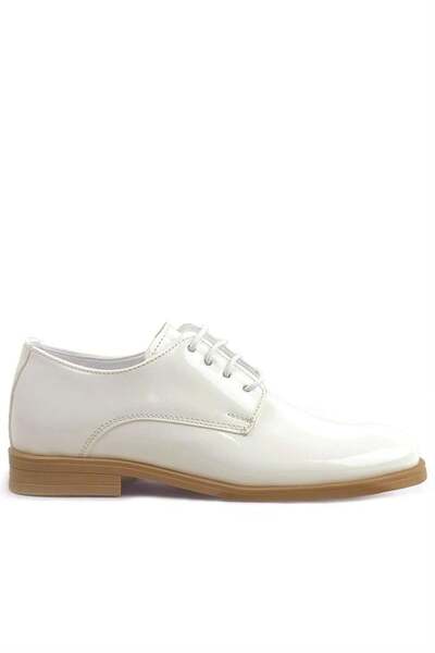 Rakerplus White Patent Leather Laced Oxford Children's Classic Shoes