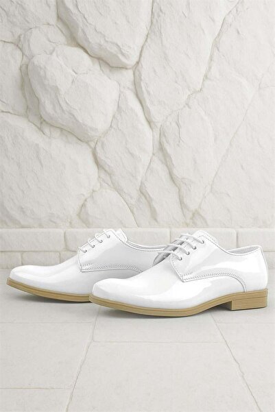 Rakerplus White Patent Leather Laced Oxford Children's Classic Shoes