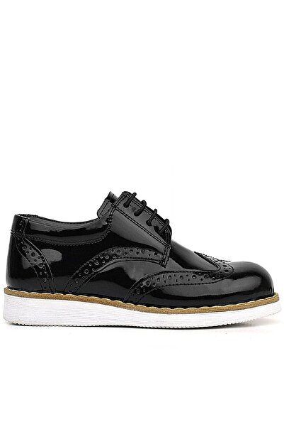Rakerplus Hidra Black Patent Leather White Sole Lace-Up Boys' Classic Shoes