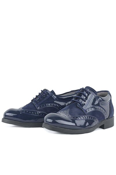 Rakerplus Titan λουστρίνι με κορδόνια Navy Blue Suede Classic Boy's School Shoes
