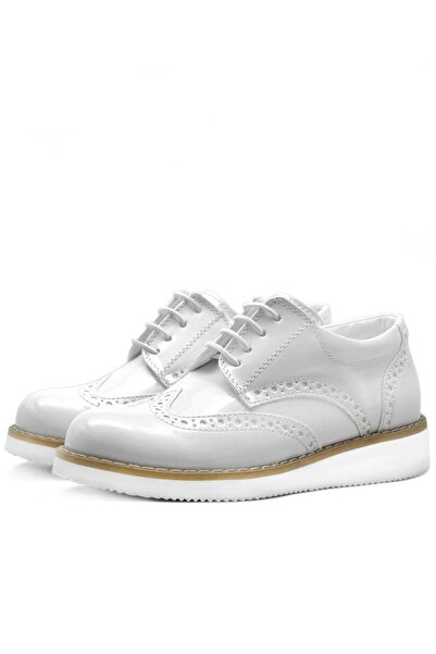 Rakerplus Hidra White Patent Leather Lace-Up Boys' Shoes