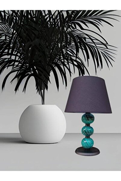 DEDE ÜÇ TOPLU ABAJUR YEŞİL ÇİNİ SİYAH ŞAPKA