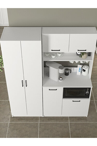 dorpek Tuco 2 Kapakli Mutfak Dolabı & Tuco 2 Kapaklı 5 Rafli Çok Amaçlı Dolap Kahve Köşesi Beyaz
