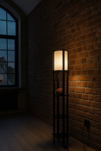 ARTILED Modern Metal Gövdeli-Raflı Dekoratif Ayaklı Lambader – 22x22x145