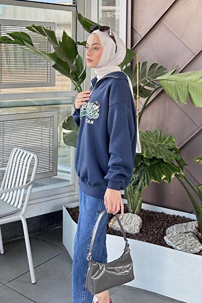 lamelif Universiy με τύπωμα Τριών Σχισμών Φούτερ Ναυτικό Μπλε