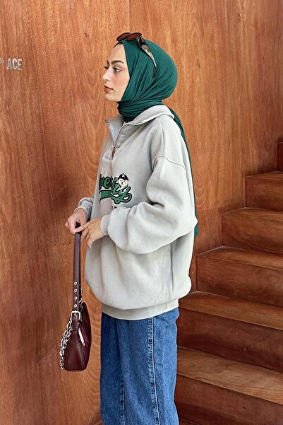 lamelif Universiy με τύπωμα Τριών Σκληρών Πλέγματος Γκρι Φούτερ