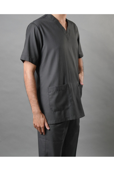 KAKİ بدلة تمريض رجالي (اسود)