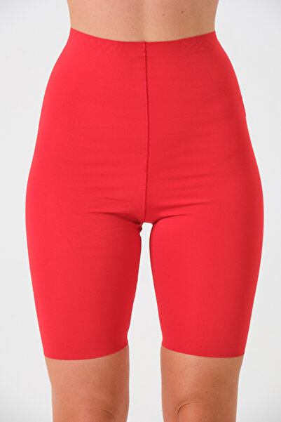 MİSTİRİK Porfy Model Dikişsiz Esnek Şort Spor Korse Kırmızı Renk 091