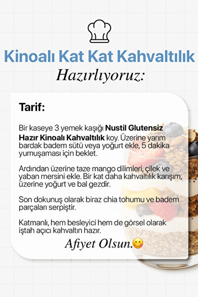 NUSTİL Glutensiz Hazır Kinoalı Kahvaltılık + Yulaf Ezmesi + Chia 250g