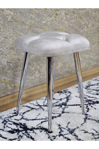 ZAFİR Kare Krom Kaplama Konik Ayaklı Tabure - Oturak - Bar Taburesi - Ayaklı ...