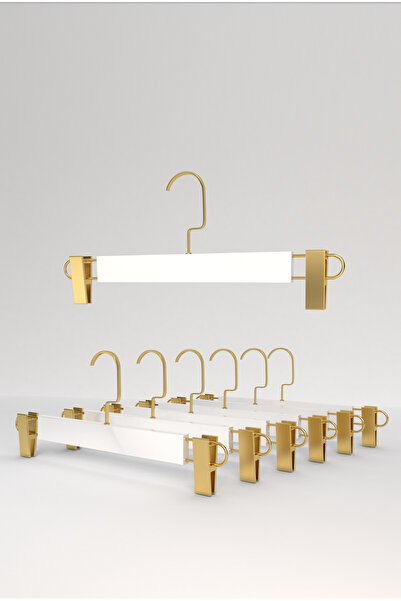 menofis شماعات بنطلونات وتنورات خشبية بيضاء مع خطافات أمريكية ذهبية 24 قطعة س...