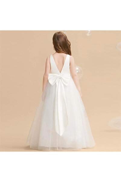 Tomac Κοριτσίστικο λευκό φόρεμα με διπλό γιακά