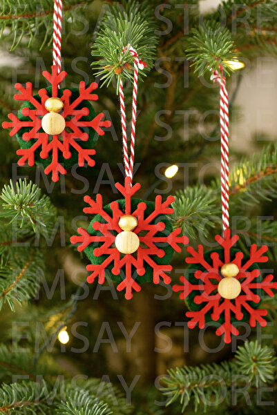 Emsay Store Ornament pentru copac de Crăciun, realizat manual, cu fulgi de ză...