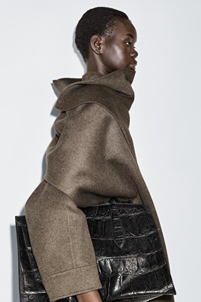 Massimo Dutti Atkılı yün karışımlı bomber ceket