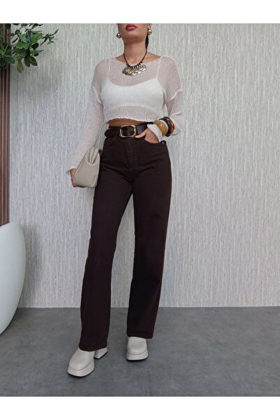 ESRAHELVACI Acı Kahve egyenes szabású, eredeti farmernadrág