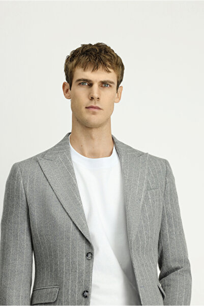 Kiğılı Slim Fit Slim Fit Woolen Striped Classic Jacket