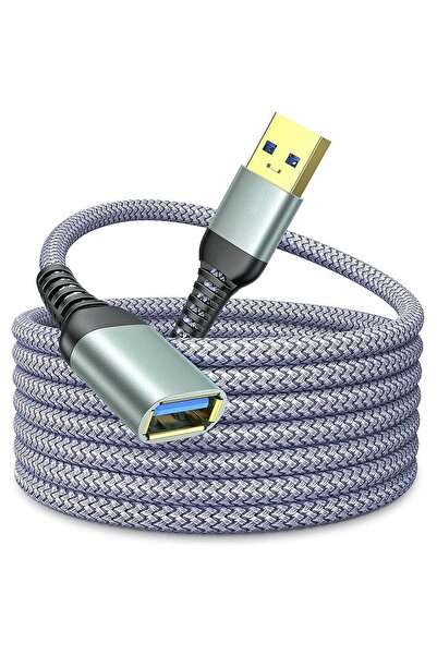 Timebox Cablu prelungitor USB-mamă la USB-mascul 3.0 Nylon 3m placat cu aur gri