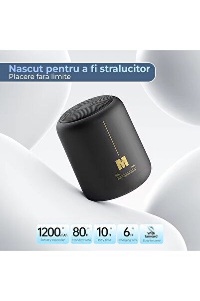 Timebox Boxă portabilă cu lumini RGB, Bluetooth, sunet surround 360, 1200 mAh, rezistentă la apă cu inel de prindere.