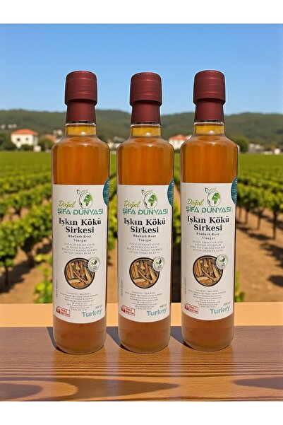 DogalSifaDünyası Işkın Kökü Sİrkesi 3 Lü Set 500mlx3 %100 Doğal Fermantasyon ...