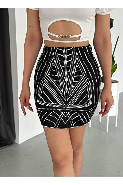 QUTTA Fustă din stofă digitală Scuba cu model pentru femei