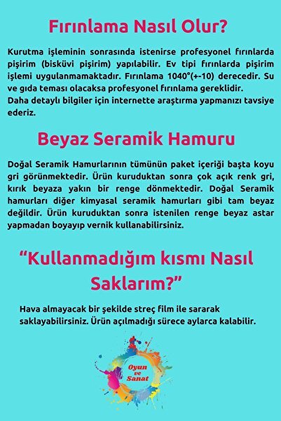 O&S Oyun ve Sanat Eğlen-Üret Ceramic Clay Starter Kit 8 Kg, 5-Piece Wooden Ebeşuar (Modeling Set), Natural Clay