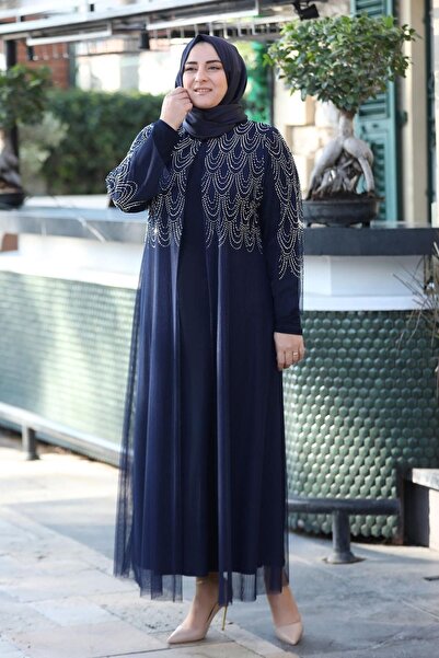 emsale Tesettür Abiye | Yağmur | Lacivert - Ems