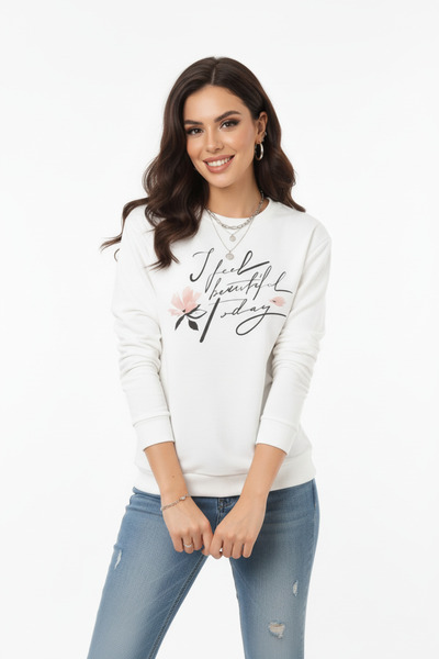 ESPİNA Women's Printed Sweatshirt – Casual Comfortable Fit Sweatshirt