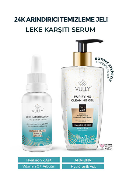 VULLY 24k Altın Parçacıklı Yüz Temizleme Jeli +Cilt Tonu Eşitleyici - Onarıcı...
