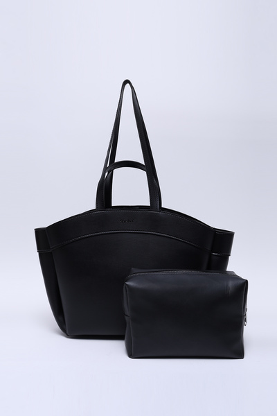 SHAKA Siyah Shk163 Çift Askılı , Makyaj Çantalı, Çıtçıtlı Büyük Boy El, Kol v...