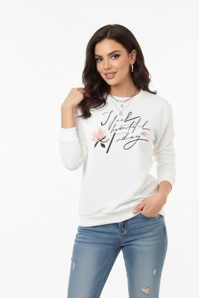 ESPİNA Women's Printed Sweatshirt – Casual Comfortable Fit Sweatshirt