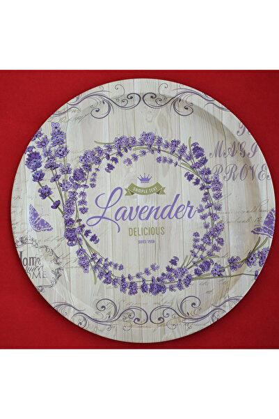 PUFO Round metal plate type tray Pufo Purple lavender for serving dessert, cakes, appetizers, 33 cm