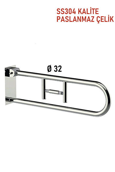 Paslanmaz Çelik Masfallı Wc Kağıtlıklı Engelli Tutamak Tutunma Barı