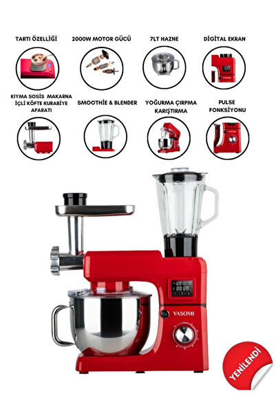 Yasomi Sm 1511bml Led Ekranlı Kıyma Çekme Aparatlı Blender Stand Mikser Mutfak Şefi