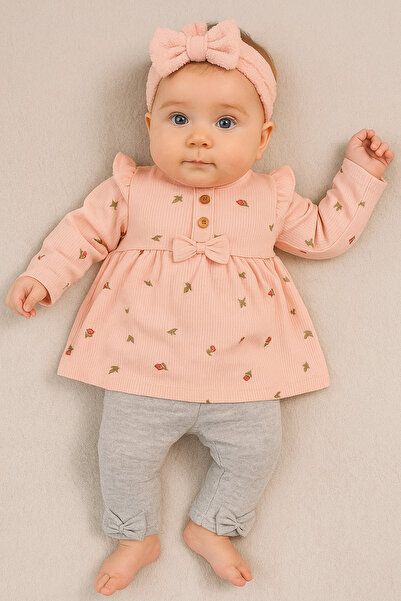 bebekyol Gül Baskılı Bebek Takım