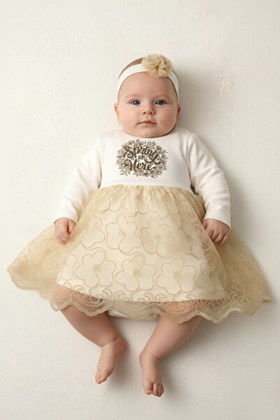 Çocuksan Baby&Kids Wear Bandanalı Spring Baskılı Kız Bebek Doğum Günü Düğün M...