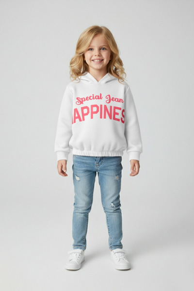 Ma Miss Armina Κοριτσίστικο φούτερ με κουκούλα Happiness με στάμπα ροζ χρυσό χοντρό