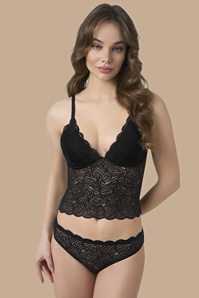 BÜŞRA Black Lace Triangle Covered Bralet Set-Boxed