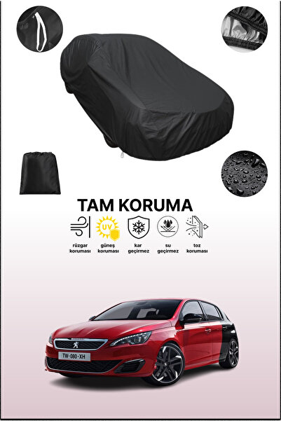 dokaca Siyah Peugeot 308 Gti 2015 - 2017 Uyumlu Araba Brandası, Koruyucu Örtü...