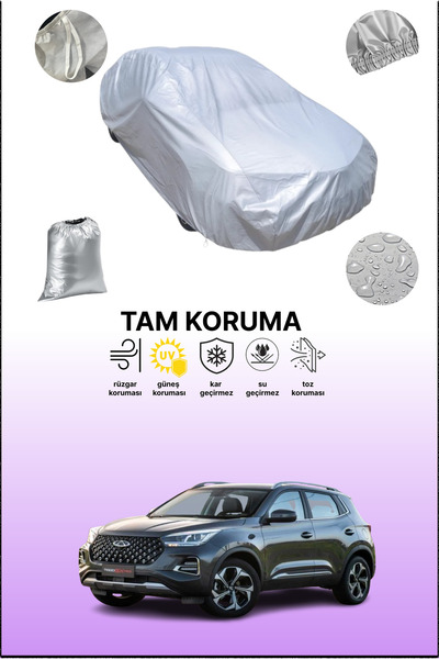 dokaca غطاء سيارة متوافق مع شيري تيجو 5x باللون الرمادي، غطاء سيارة، غطاء واقي